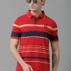 T-Shirts Classic Polo | Classic Polo Men'S Cotton Blend Half Sleeve Striped Slim Fit Polo Neck Multicolor T-Shirt | Vta - 224 B