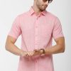 Shirts Classic Polo | Classic Polo Mens Pink Linen Cotton Solid Full Sleeve Woven Shirt -Porsh Pink Hs