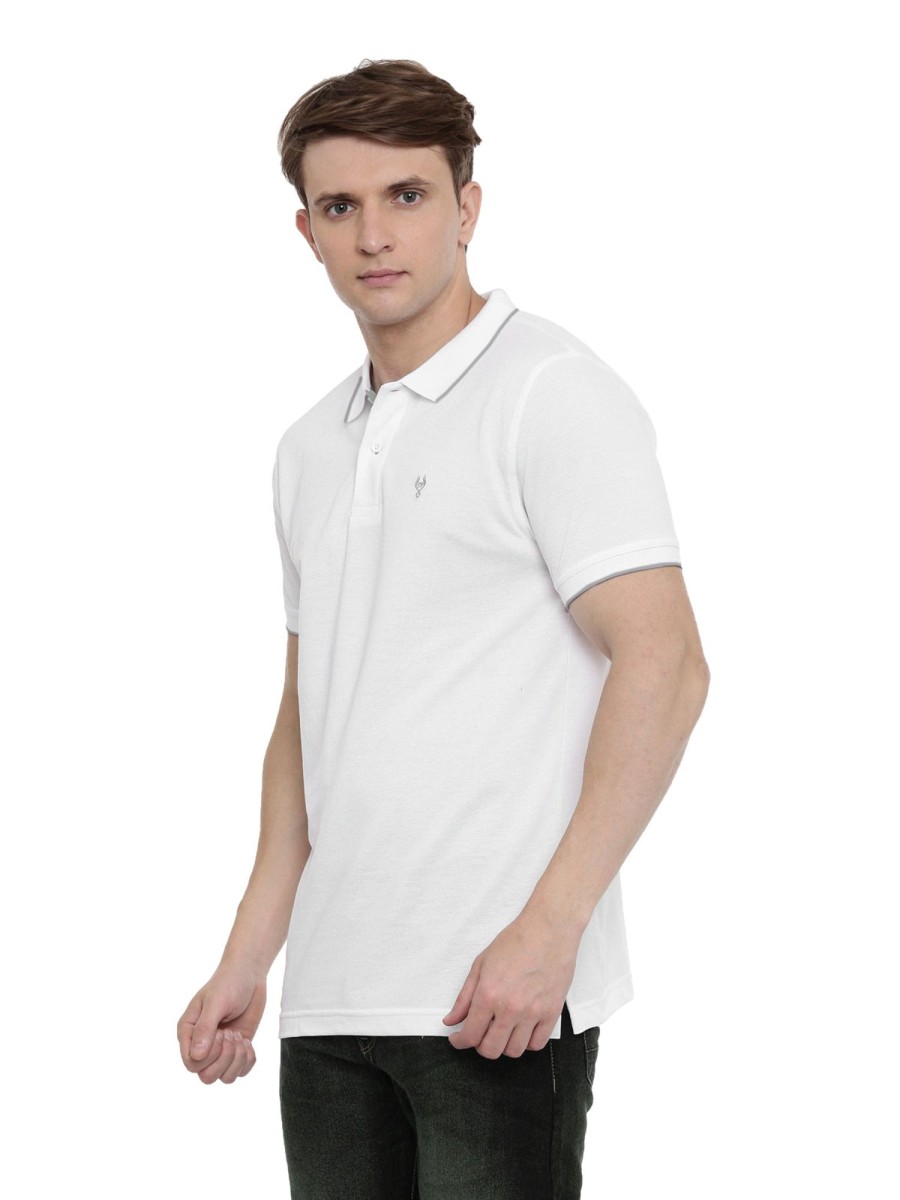 T-Shirts Classic Polo | Classic Polo Men'S White Polo Neck Authentic Fit T-Shirt | 4Ssn 223