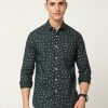 Shirts Classic Polo | Classic Polo Mens Cotton Full Sleeve Printed Slim Fit Polo Neck Black Color Woven Shirt | So1-172 A-Fs-Prt