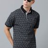 T-Shirts Classic Polo | Classic Polo Men'S Cotton Half Sleeve Printed Authentic Fit Polo Neck Black Color T-Shirt | Carve Polo - 10 B