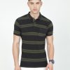 T-Shirts Classic Polo | Classic Polo Mens Casual Black/Olive Striped Cotton T-Shirt | F-Adore - 105 B Sf P