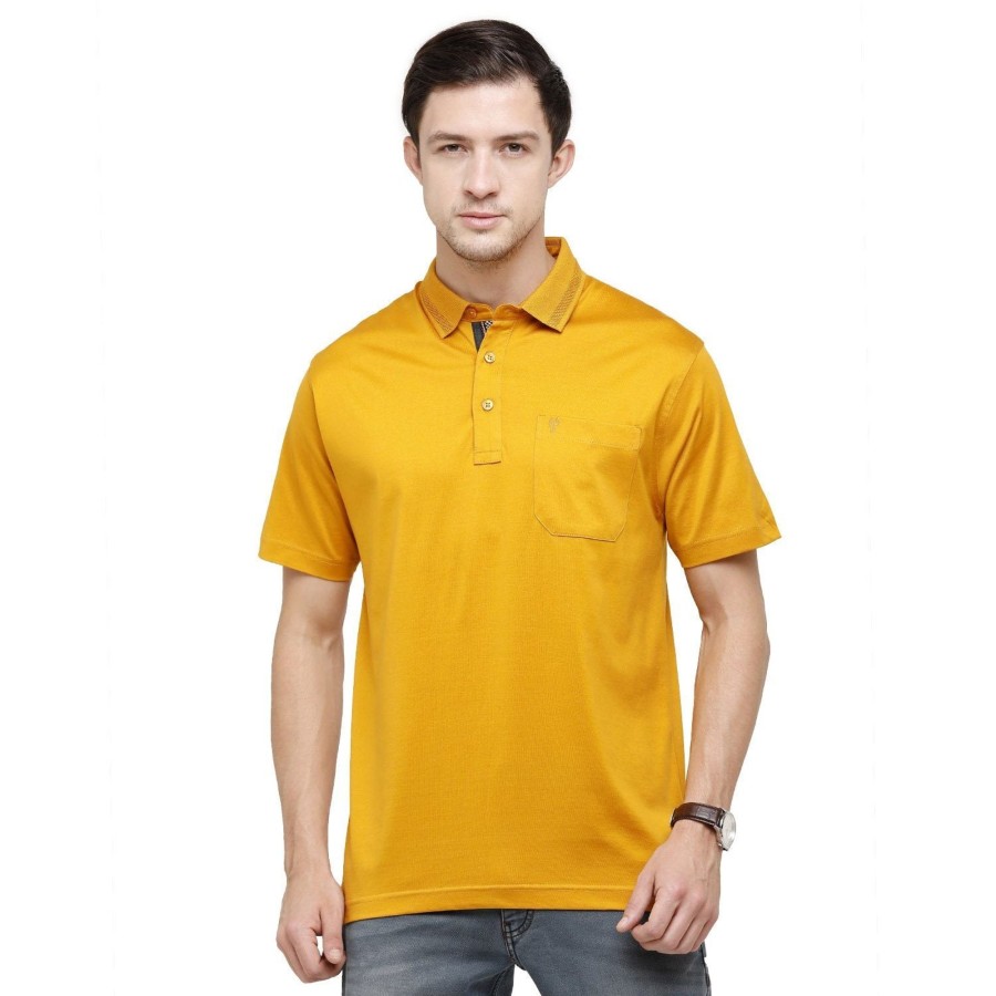 T-Shirts Classic Polo | Classic Polo Men'S Solid Polo Neck Authentic Fit 100% Cotton T-Shirt | Sedos - Golden Yellow