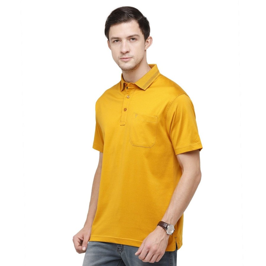 T-Shirts Classic Polo | Classic Polo Men'S Solid Polo Neck Authentic Fit 100% Cotton T-Shirt | Sedos - Golden Yellow