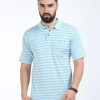 T-Shirts Classic Polo | Classic Polo Mens Cotton Half Sleeves Striped Authentic Fit Polo Neck Blue Color T-Shirt | Feeders-231 B Af P