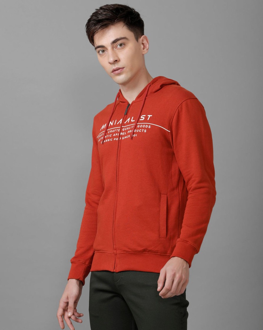 T-Shirts Classic Polo | Classic Polo Mens Cotton Printed Full Sleeve Slim Fit Hooded Neck Red Color Sweat Shirt | Cpss 328 B