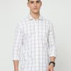 Shirts Classic Polo | Classic Polo Mens Cotton Full Sleeve Checked Slim Fit Polo Neck White Color Woven Shirt | So1-97 A-Fs-Chk