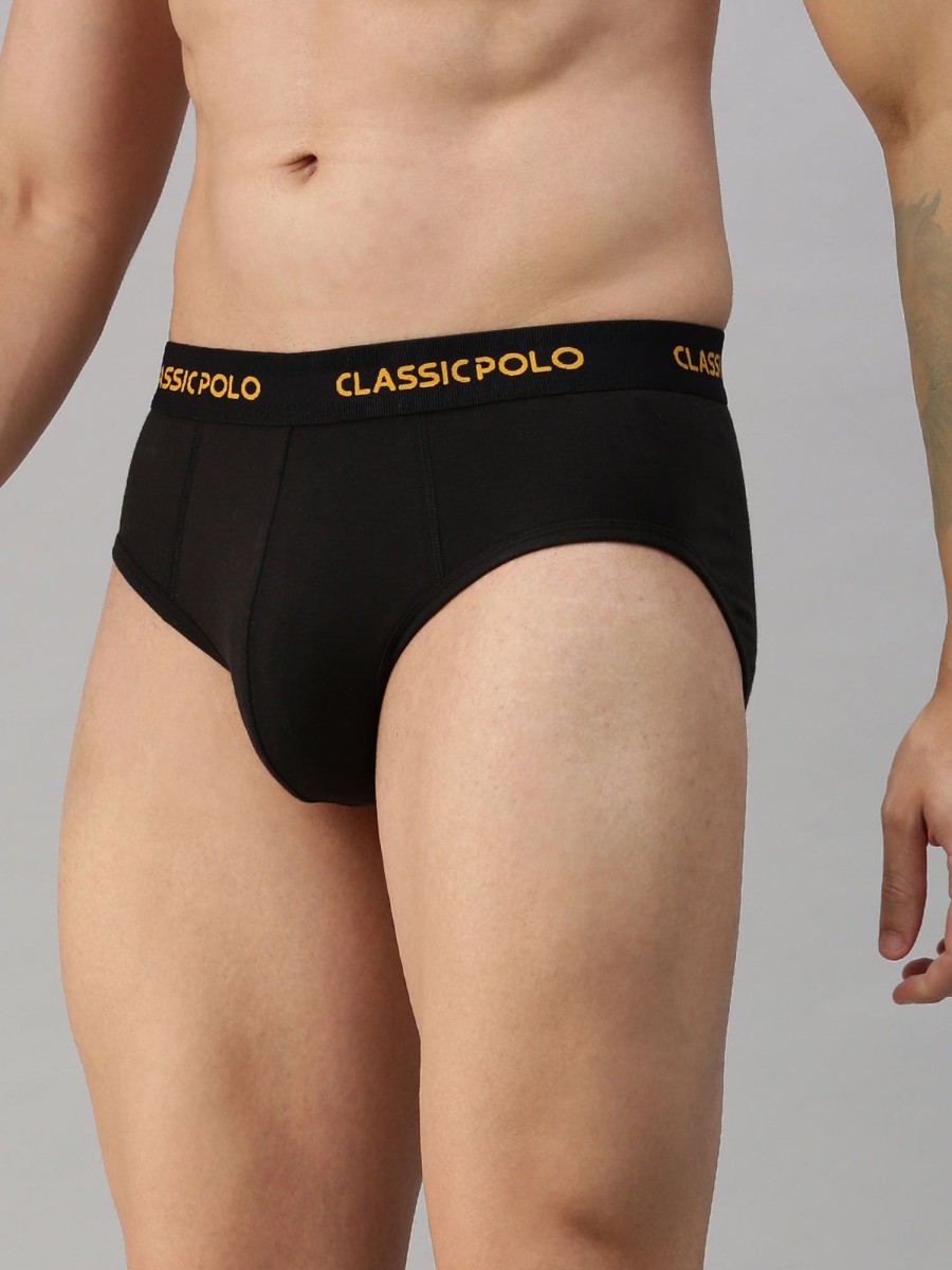 Innerwear Classic Polo | Classic Polo Men'S Modal Solid Briefs | Scarce - Black (Pack Of 2)