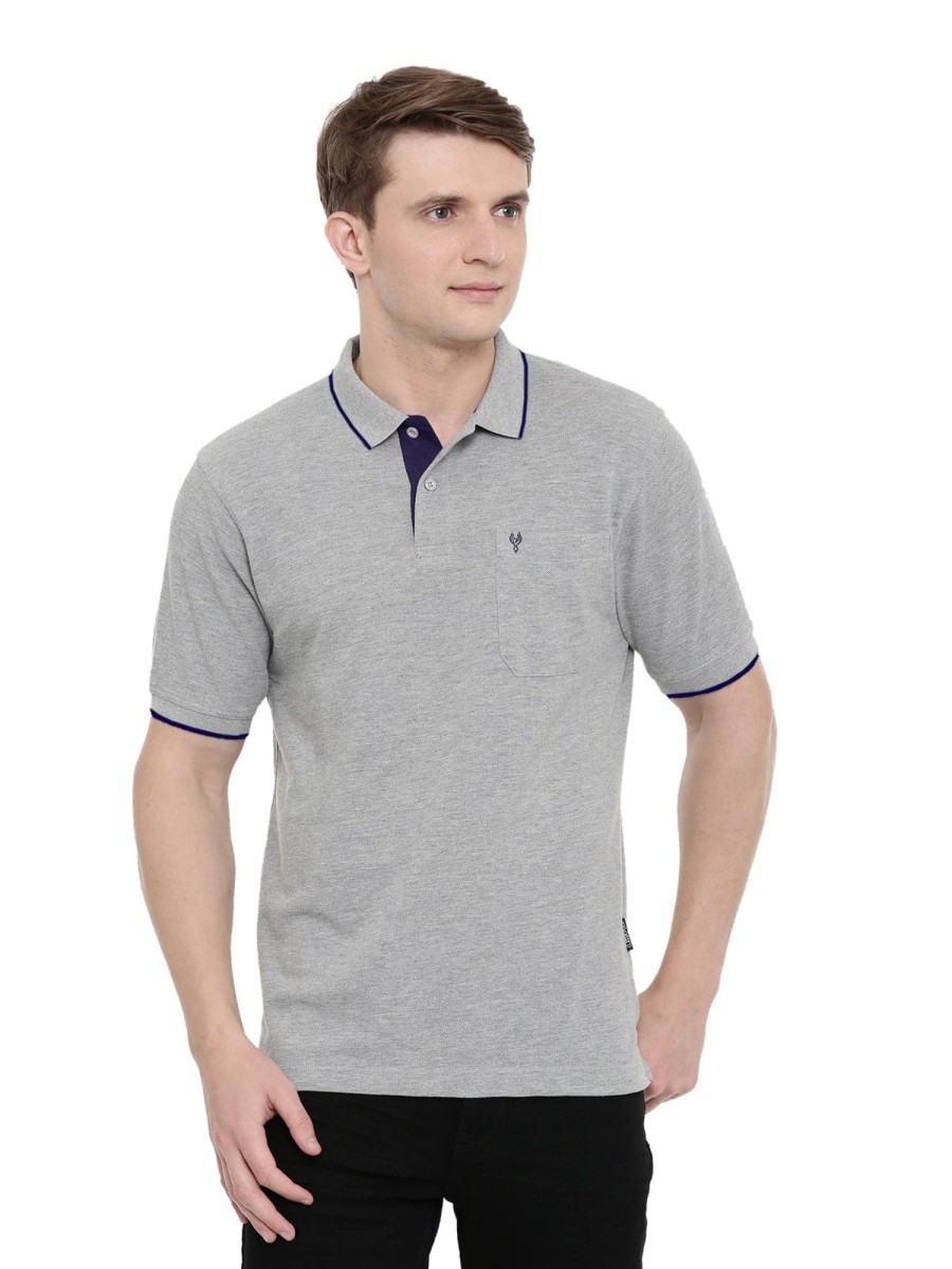 T-Shirts Classic Polo | Classic Polo Men'S Polo Neck Grey Authentic Fit T-Shirt | 4Ssn 224