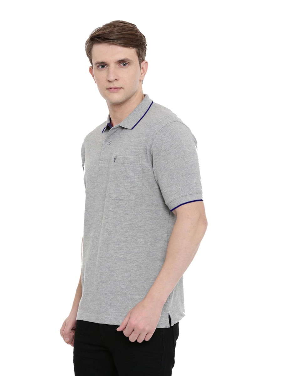 T-Shirts Classic Polo | Classic Polo Men'S Polo Neck Grey Authentic Fit T-Shirt | 4Ssn 224