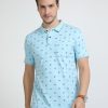 T-Shirts Classic Polo | Classic Polo Mens Cotton Half Sleeves Printed Slim Fit Polo Neck Blue Color T-Shirt | Bello - 218 B Sf P