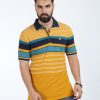 T-Shirts Classic Polo | Classic Polo Mens Cotton Half Sleeves Striped Slim Fit Polo Neck Yellow Color T-Shirt | Vta - 244 B Sf P