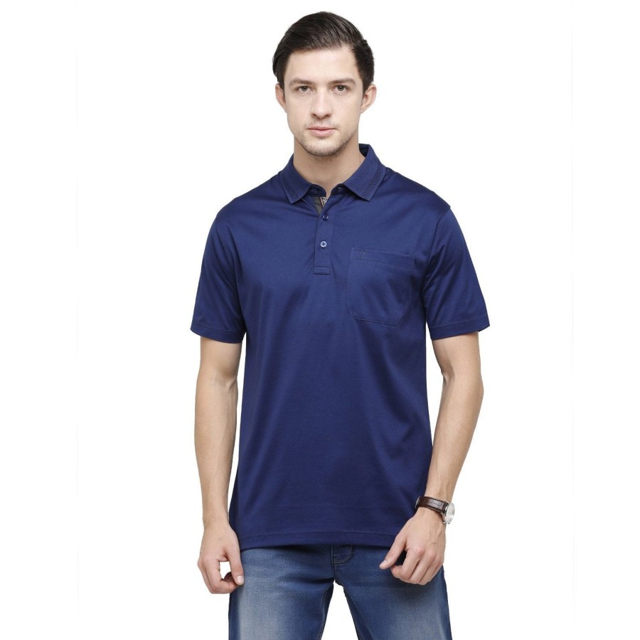 T-Shirts Classic Polo | Classic Polo Men'S Solid Polo Neck Authentic Fit 100% Cotton T-Shirt | Sedos - Estate Blue