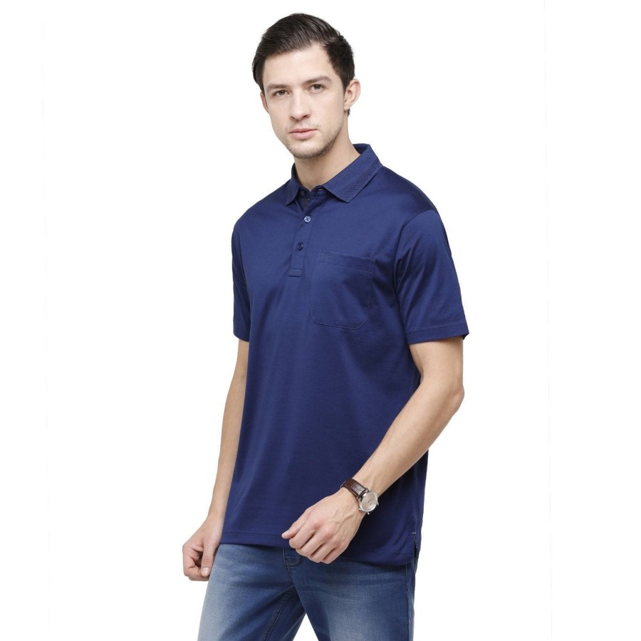 T-Shirts Classic Polo | Classic Polo Men'S Solid Polo Neck Authentic Fit 100% Cotton T-Shirt | Sedos - Estate Blue