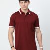 T-Shirts Classic Polo | Classic Polo Mens Cotton Half Sleeves Floral Authentic Fit Polo Neck Maroon Color T-Shirt | Swank - 10 A Af P