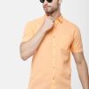 Shirts Classic Polo | Classic Polo Mens Solid Milano Fit Half Sleeve Woven Shirt -Mica Orange Hs