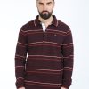 T-Shirts Classic Polo | Classic Polo Mens Cotton Full Sleeve Striped Slim Fit Polo Neck Maroon Color T-Shirt | Verno - 333 B Sf P