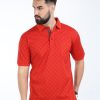 T-Shirts Classic Polo | Classic Polo Mens Cotton Half Sleeves Floral Authentic Fit Polo Neck Red Color T-Shirt | Swank - 03 A Af P