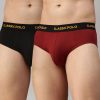 Innerwear Classic Polo | Classic Polo Men'S Modal Solid Briefs | Scarce - Black & Red (Pack Of 2)