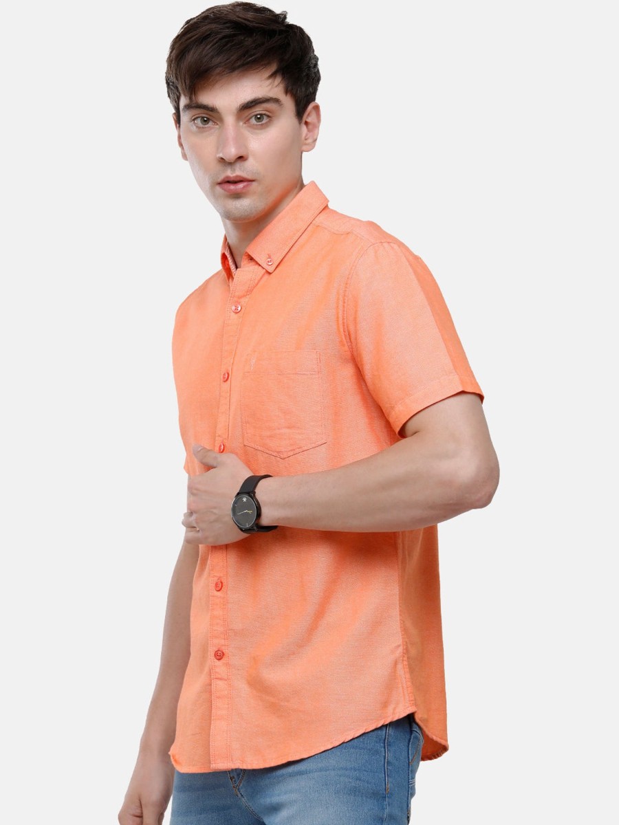 Shirts Classic Polo | Classic Polo Men'S Cotton Orange Solid Half Sleeve Shirt - Enzo-Orange- Hs