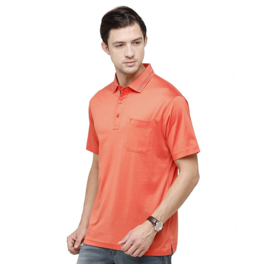 T-Shirts Classic Polo | Classic Polo Men'S Solid Polo Neck Authentic Fit 100% Cotton T-Shirt | Sedos Emberglow