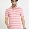 T-Shirts Classic Polo | Classic Polo Mens Cotton Half Sleeves Striped Slim Fit Polo Neck Peach Color T-Shirt | Cpeg - 308 A Sf P