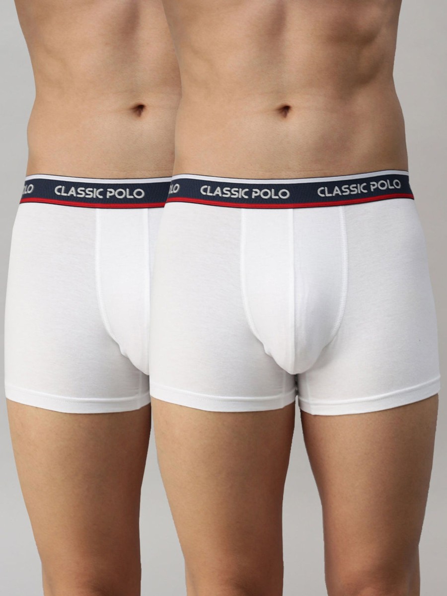 Innerwear Classic Polo | Classic Polo Men'S Modal Solid Trunks | Glance - White (Pack Of 2)