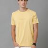 T-Shirts Classic Polo | Classic Polo Men'S Cotton Half Sleeve Solid Slim Fit Round Neck Yellow Color T-Shirt | Baleno - 507 B