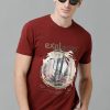 T-Shirts Classic Polo | Classic Polo Men'S Cotton Printed Half Sleeve Slim Fit Round Neck Maroon Color T-Shirt | Baleno - 505 B