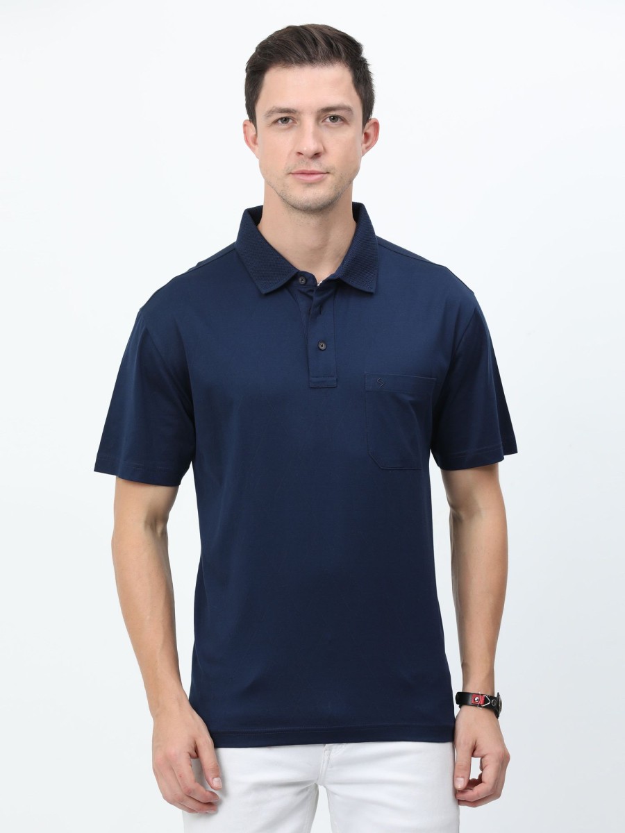 T-Shirts Classic Polo | Classic Polo Mens Cotton Half Sleeves Solid Authentic Fit Polo Neck Navy Color T-Shirt | Rare - 06 B Af P