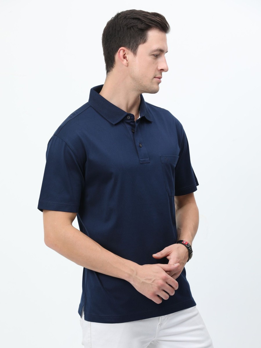 T-Shirts Classic Polo | Classic Polo Mens Cotton Half Sleeves Solid Authentic Fit Polo Neck Navy Color T-Shirt | Rare - 06 B Af P