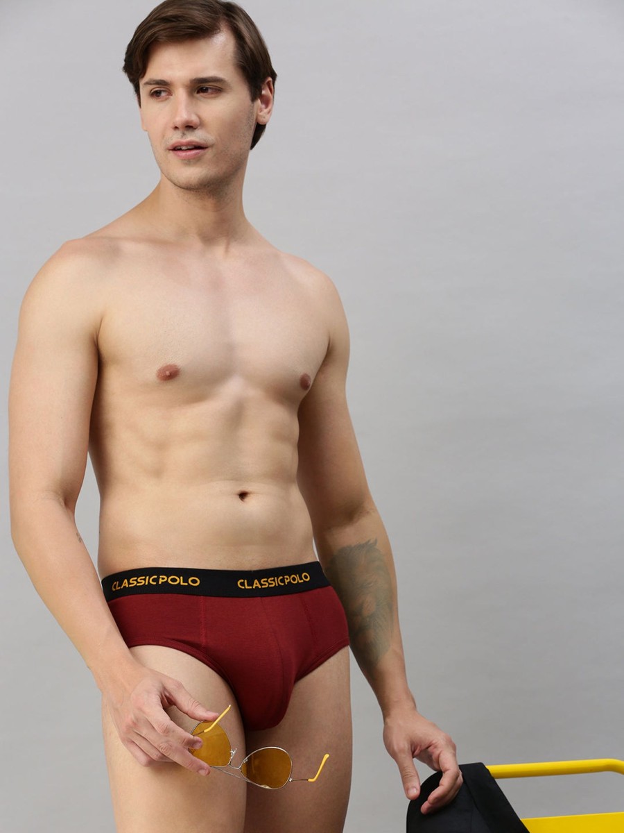 Innerwear Classic Polo | Classic Polo Men'S Modal Solid Brief | Scarce - Maroon