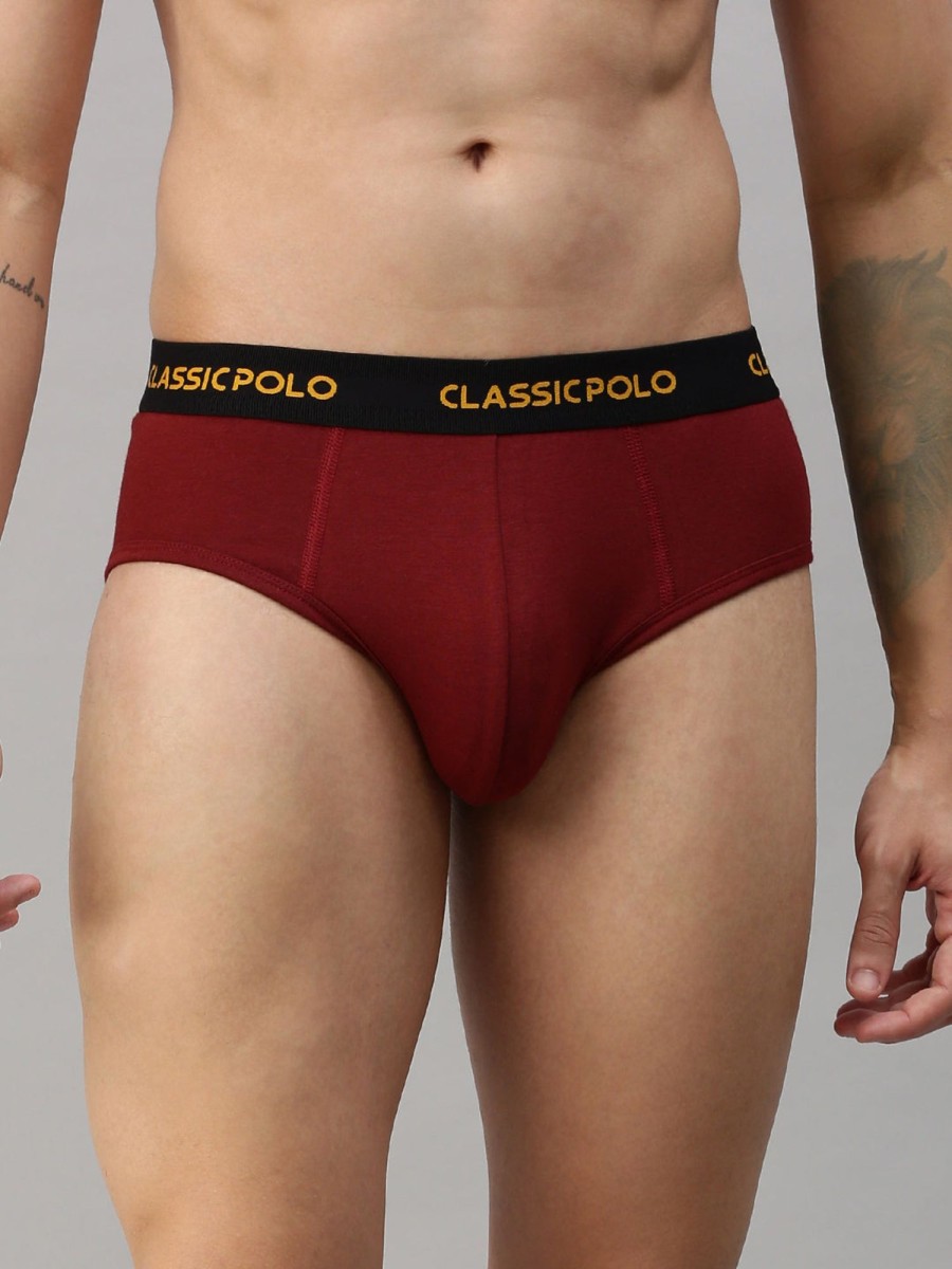 Innerwear Classic Polo | Classic Polo Men'S Modal Solid Brief | Scarce - Maroon