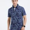 T-Shirts Classic Polo | Classic Polo Mens Cotton Half Sleeves Floral Slim Fit Polo Neck Blue Color T-Shirt | Prm - 791 A Sf P