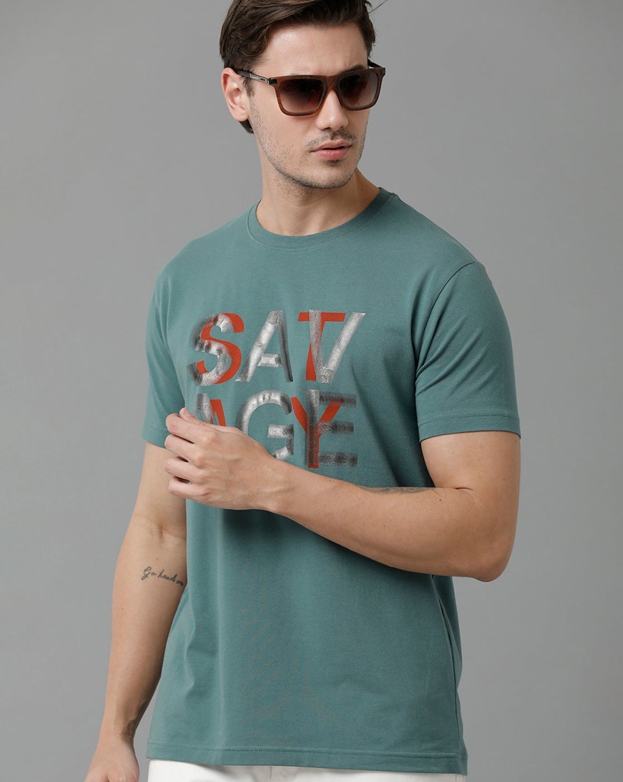 T-Shirts Classic Polo | Classic Polo Men'S Cotton Half Sleeve Printed Slim Fit Round Neck Grey Color T-Shirt | Baleno - 497 B