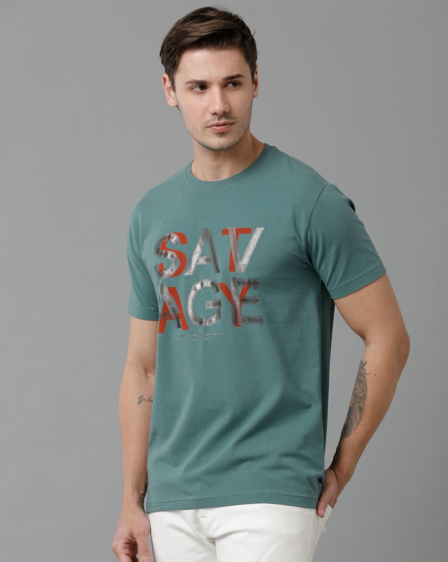 T-Shirts Classic Polo | Classic Polo Men'S Cotton Half Sleeve Printed Slim Fit Round Neck Grey Color T-Shirt | Baleno - 497 B