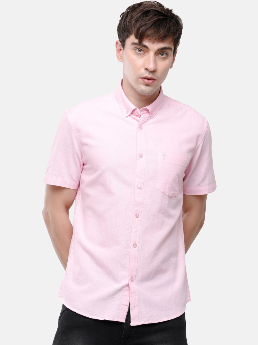 Shirts Classic Polo | Classic Polo Men'S Cotton Pink Solid Half Sleeve Shirt - Enzo-Pink-Mf-Hs