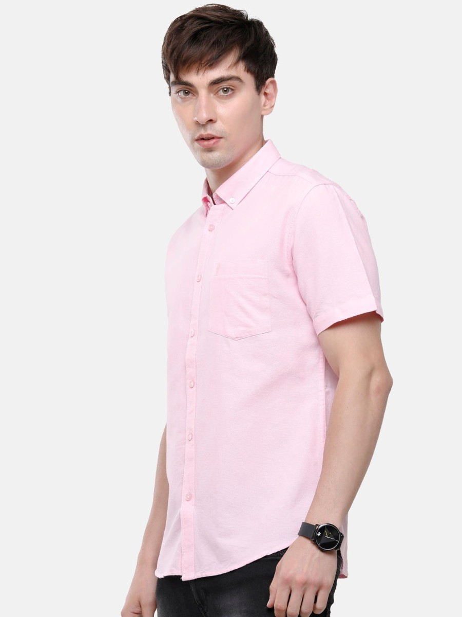 Shirts Classic Polo | Classic Polo Men'S Cotton Pink Solid Half Sleeve Shirt - Enzo-Pink-Mf-Hs