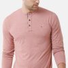 T-Shirts Classic Polo | Classic Polo Mens Cotton Solid Full Sleeve Slim Fit Y Neck Peach Color T-Shirt | Verno 308 B