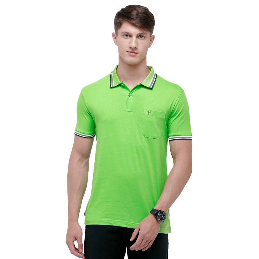 T-Shirts Classic Polo | Classic Polo Men'S Green Sporty Polo Half Sleeve Slim Fit T-Shirt | Pristo - Green