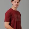 T-Shirts Classic Polo | Classic Polo Men'S Cotton Half Sleeve Printed Slim Fit Round Neck Marroon Color T-Shirt | Baleno - 520 B