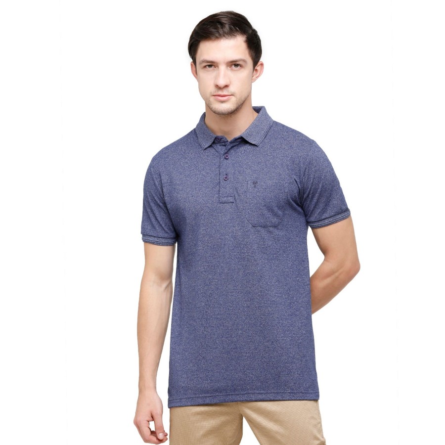 T-Shirts Classic Polo | Classic Polo Men'S Navy Trendy Grindle Polo Half Sleeve Slim Fit T-Shirt | Proten - Navy