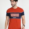 T-Shirts Classic Polo | Classic Polo Mens Cotton Half Sleeves Colour Blocked Slim Fit Crew Neck Orange Color T-Shirt | Brcn - 548 B Sf C