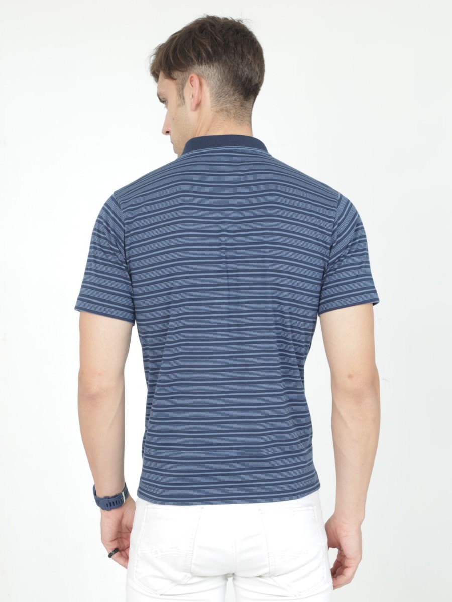 T-Shirts Classic Polo | Classic Polo Mens Casual Navy Blue Striped Cotton T-Shirt | F-Feeders - 110 A Af P