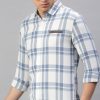 Shirts CP BRO | Cp Bro Men'S Cotton Full Sleeve Checked Slim Fit Polo Neck White Color Woven Shirt | Sbo1-53 A