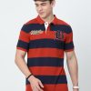 T-Shirts Classic Polo | Classic Polo Mens Cotton Half Sleeves Striped Slim Fit Polo Neck Red Color T-Shirt | Brp - 395 B Sf P