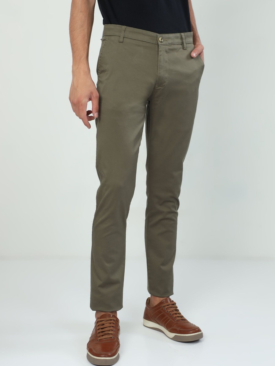 Trousers Classic Polo | Classic Polo Men'S Moderate Fit Cotton Trousers | Cr-Trs-Satin-Olive Mf Ly