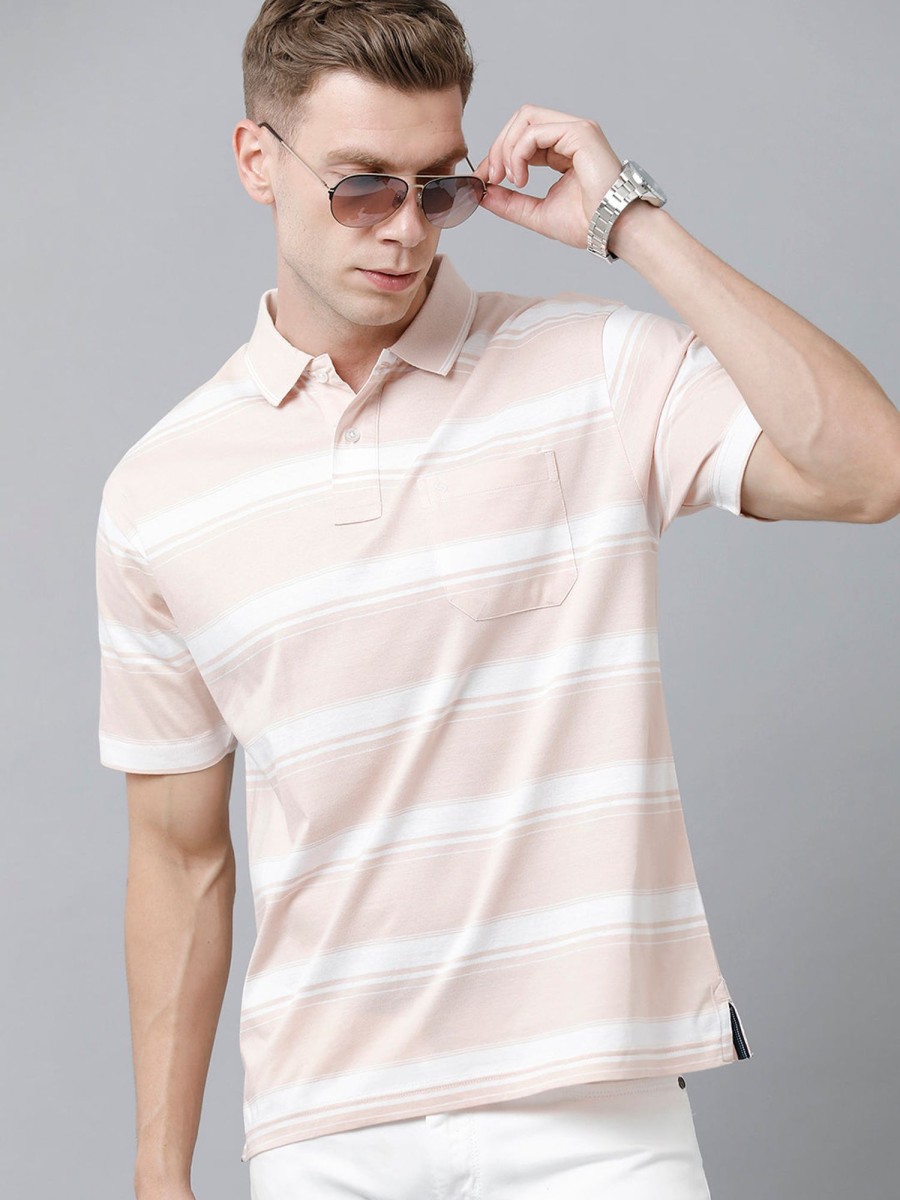 T-Shirts Classic Polo | Classic Polo Men'S Cotton Half Sleeve Striped Authentic Fit Polo Neck Multicolor Color T-Shirt | Ap - 86 B