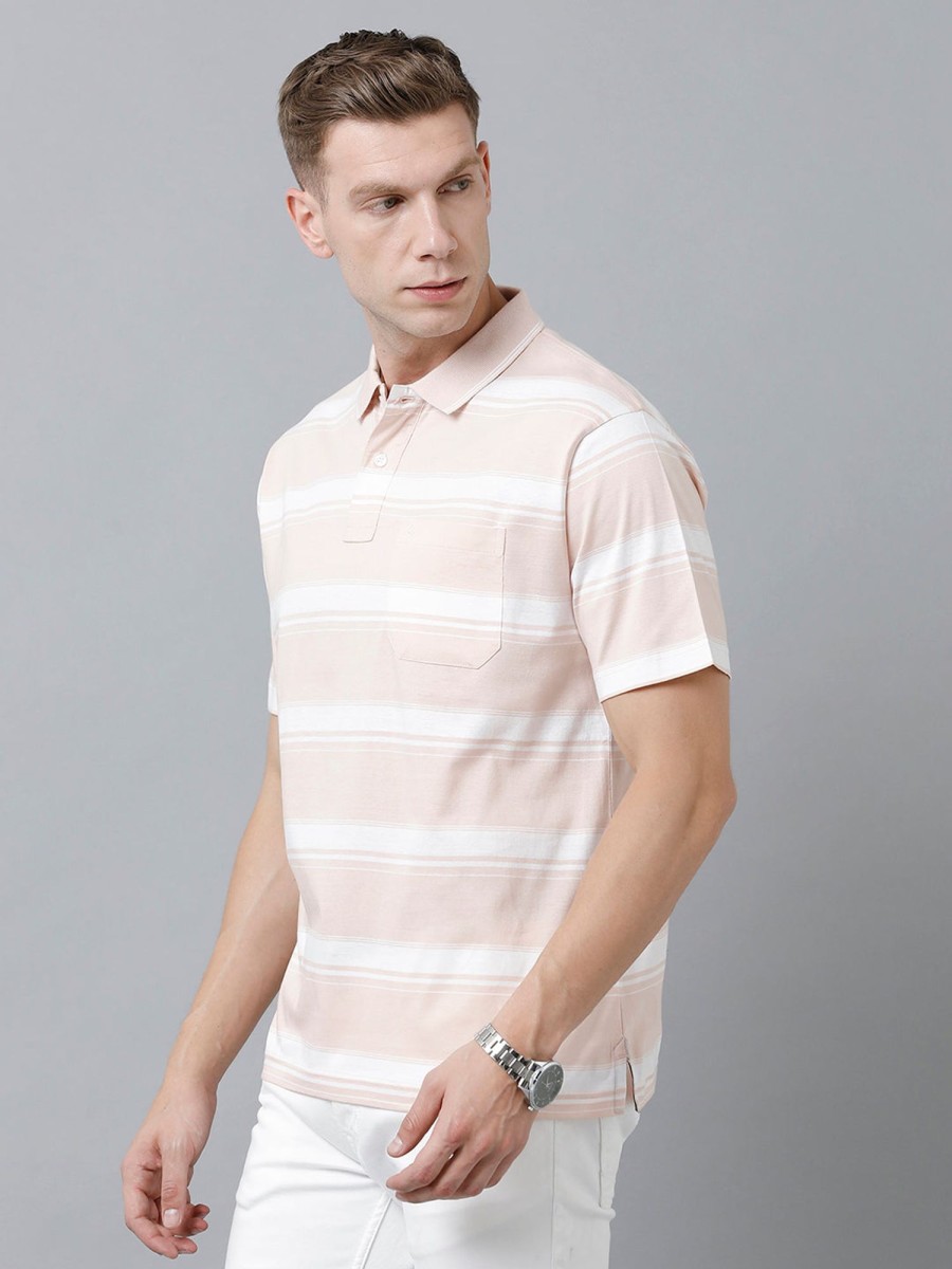 T-Shirts Classic Polo | Classic Polo Men'S Cotton Half Sleeve Striped Authentic Fit Polo Neck Multicolor Color T-Shirt | Ap - 86 B