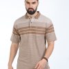 T-Shirts Classic Polo | Classic Polo Mens Cotton Half Sleeves Striped Authentic Fit Polo Neck Cream Color T-Shirt | Mel - 242 B Af P